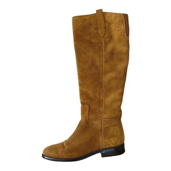 Ivanka Trump Addee Brown Suede Flat Riding Boots Women’s Size 5.5 Side Zip Tall